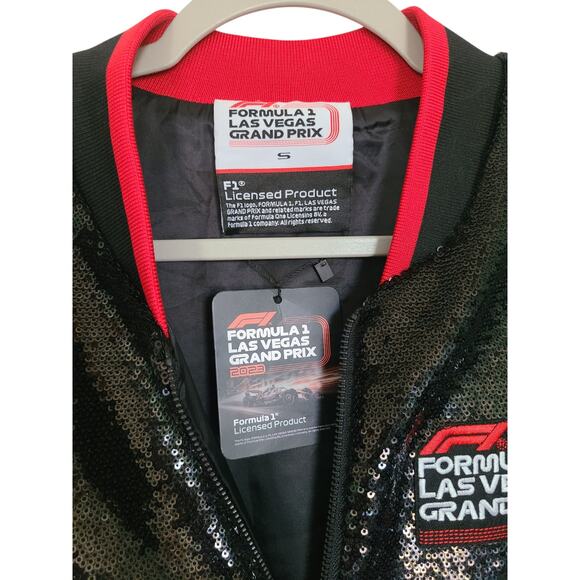 Formula 1 LVGP 2023 Sequin Bomber Jacket Black/Red Size Small NWT - Picture 2 of 8